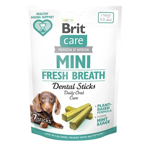 Preț mic BRIT CARE Dog Mini Treats Fresh Breath 120 g – Recompense pentru Respirație Proaspătă și Igienă Orală la Câini de Talie Mică