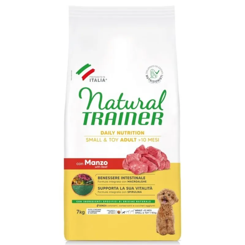 Noutate NATURAL TRAINER Sensitive Dog Mini Adult, cu Vită, Hrană Super Premium pentru Câini Adulți de Talie Mică, cu Digestie Sensibilă, 7kg