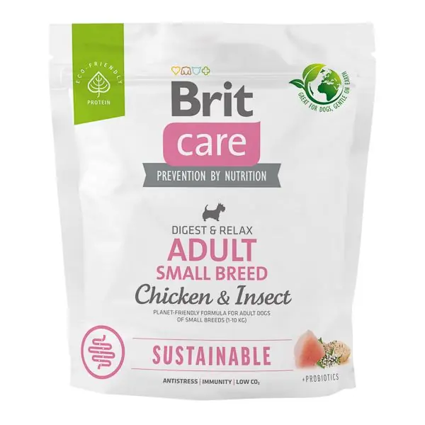 BRIT CARE Sustainable Adult Small Breed, cu Pui și Insecte, Hrană Uscata Sustenabilă pentru Câini de Talie Mică, Fără Gluten, 1kg Cel mai bun preț