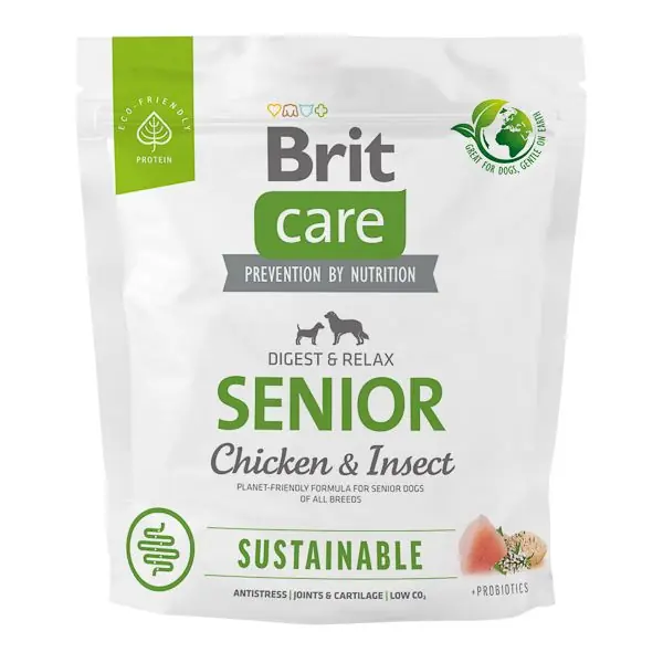 BRIT CARE Sustainable Senior, cu Pui și Insecte, Hrană Uscata Sustenabila pentru Câini Vârstnici, Fără Gluten , 1kg Super ofertă