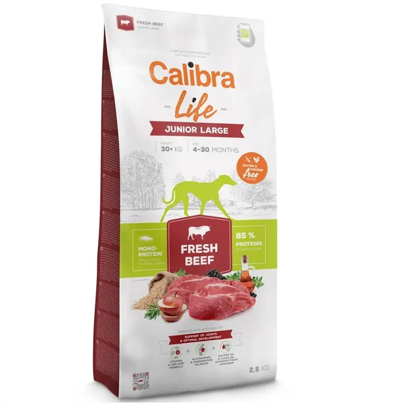 CALIBRA Dog Life Junior Large – Hrană Monoproteică cu Vită Proaspătă, fara Gluten si Pui, pentru Caini Juniori de Talie Mare, 2.5kg Bestseller