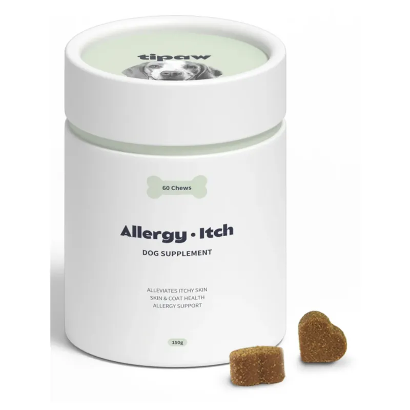 TIPAW Allergy & Itch – Supliment Natural pentru Câini cu Alergii, Mâncărimi și Piele Sensibilă, cu Ulei de Somon, Colostru si Turmeric, 60 buc Popular