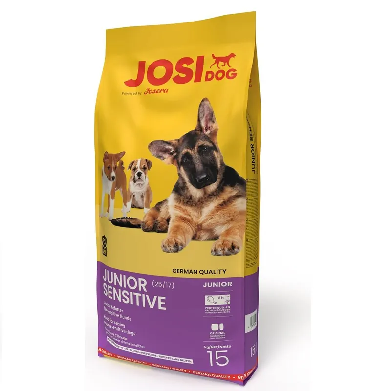 Premium JOSIDOG Junior Sensitive – Hrană Uscată fără Gluten pentru Câini Juniori Sensibili, Susține Creșterea Sănătoasă, 15kg