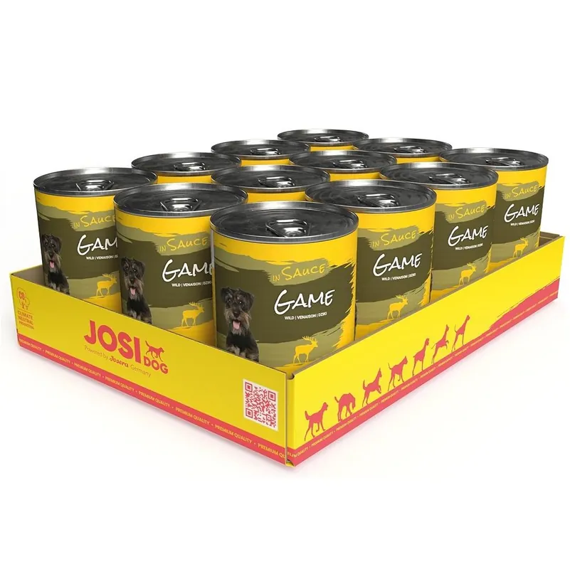 Retur gratuit JosiDog Bucățele de Vânat în Sos, Set 12x415 g – Hrană Umedă pentru Câini Adulți, cu Gust Deosebit și Ingrediente Naturale Selectate