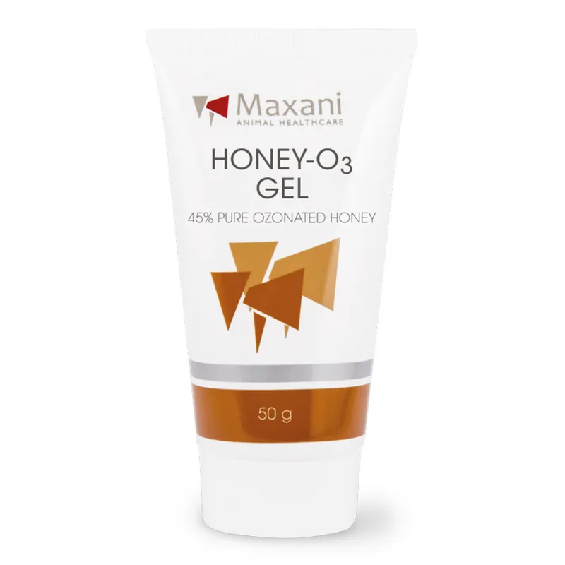 Ofertă specială MAXANI Honey O3 Gel – Gel Dermatologic Cicatrizant cu 45% Miere de Munte Ozonizata, Vindecarea Naturala a Ranilor la Caini si Pisici, 50 g
