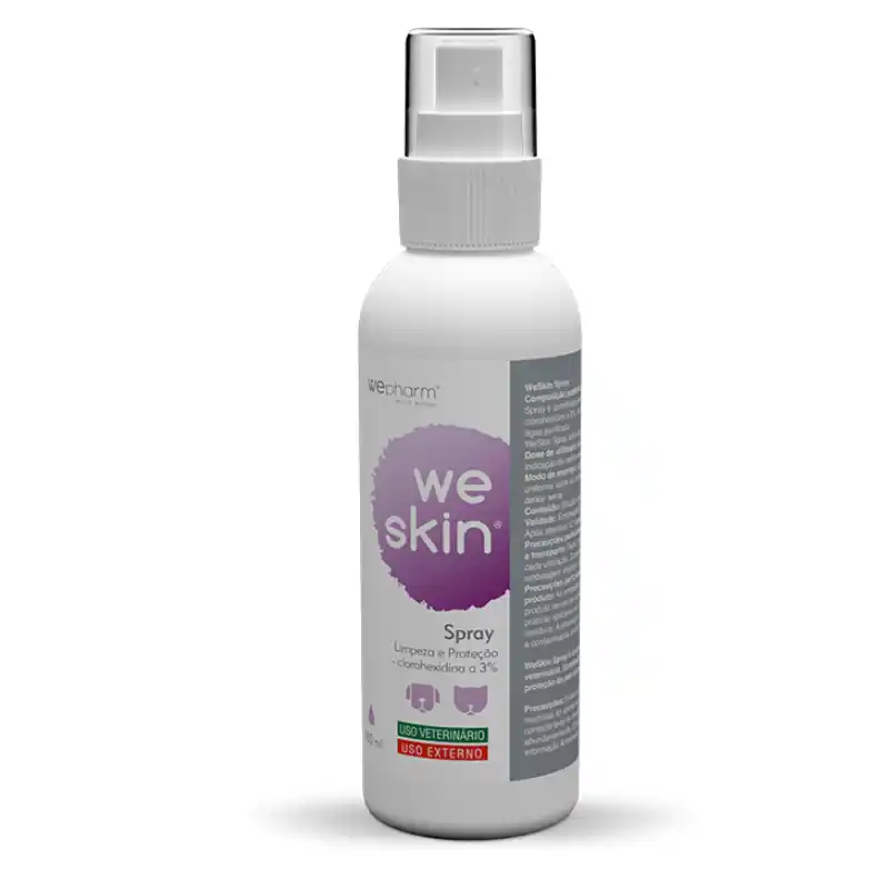 Cumpără online WePHARM WeSkin Antiseptic Spray 100 ml – Spray Antimicrobian, cu Clorhexidina 3%, pentru Câini și Pisici, Curățarea și Protecția Pielii Iritate sau lezionate