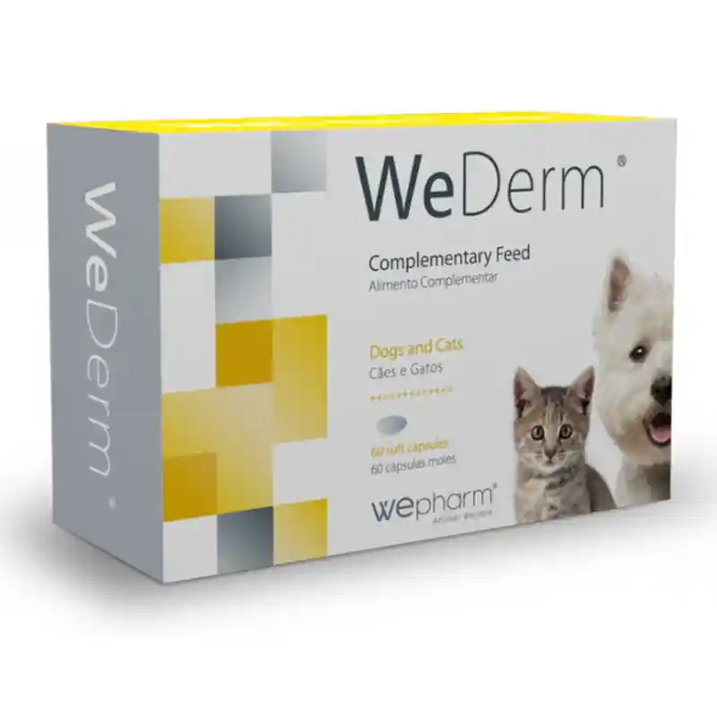 WePHARM WeDerm 60 capsule – Supliment cu Omega-3, Omega-6, Zinc si Vitamine pentru Piele Sanatoasa si Blana Stralucitoare la Caini si Pisici Preț redus