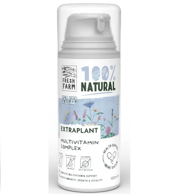 FRESH FARM Extraplant Multivitamin Complex 100 ml - Supliment Polivitaminic pentru Vitalitate si Energie la Caini si Pisici Lichidare de stoc