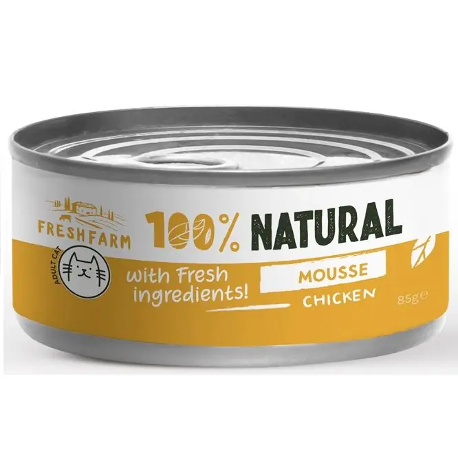 FRESH FARM Mousse Pate, cu Pui, 85 g - Hrana Umeda Fara Cereale pentru Pisici, Textura Fina de Pate Plată securizată