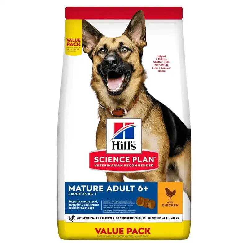HILL‘S Science Plan Mature Adult Large Breed cu Pui, Value Pack 18 kg – Hrana Uscata pentru Caini Maturi de Talie Mare 5+, Sustine Articulatiile, Imunitatea si Organele Vitale Preț promoțional