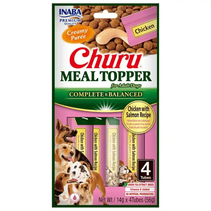 CHURU Meal Topper Chicken with Salmon Recipe 4x14 g Recompensa Cremoasa fara Cereale pentru Caini Reteta cu Pui si Somon Premium
