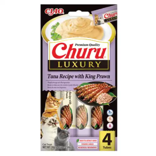 Reducere extra CHURU Luxury Creamy Treat Tuna with King Shrimp 4x14 g Recompensa Cremoasa Premium pentru Pisici Reteta cu Ton si Creveti King