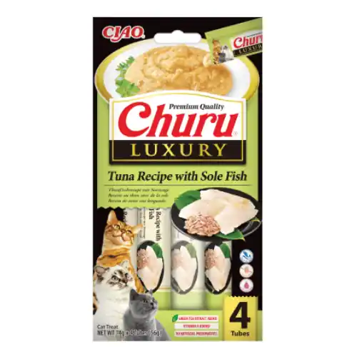 CHURU Luxury Creamy Treat Tuna with Sole Fish 4x14 g Recompensa Cremoasa Premium pentru Pisici Reteta cu Ton si Limba de Mare Noutate