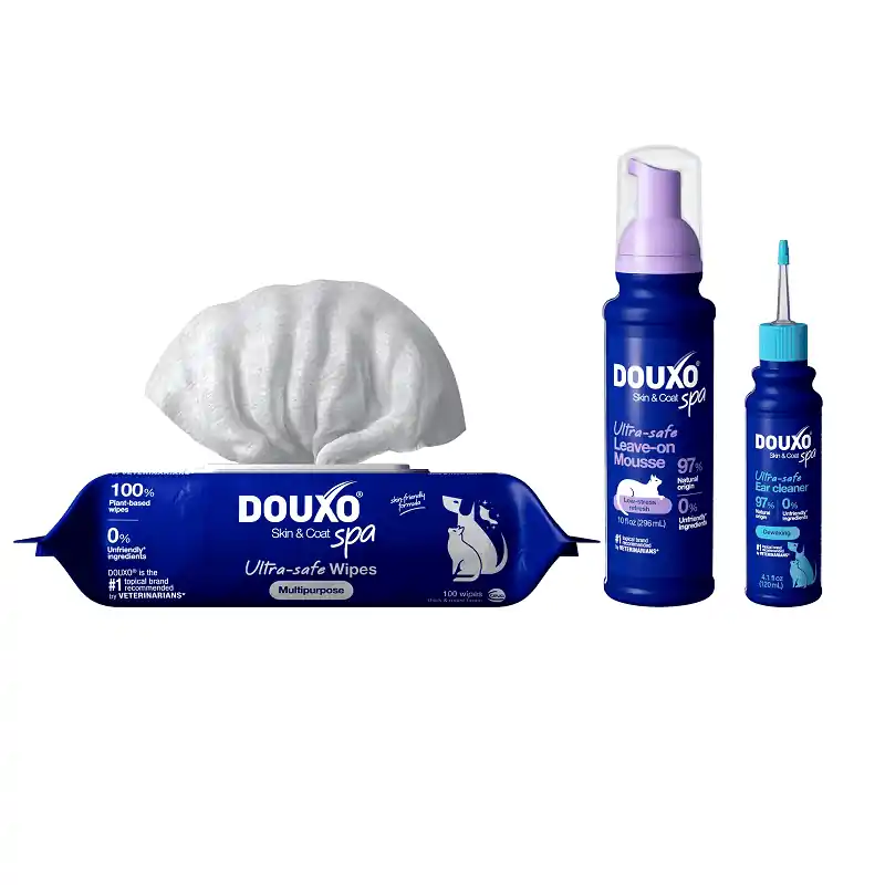 DOUXO SPA Complete Cat Pack Rutina Completa pentru Blana si Igiena Pisicilor Ingrijire Completa si Delicata, fara Stres, pentru Pisica ta Promoție