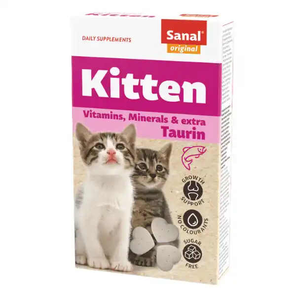SANAL Kitten 40 Tablete Supliment Natural cu Drojdie, Taurina si Calciu pentru Pui de Pisica Crestere Sanatoasa si Blana Lucioasa Ieftin