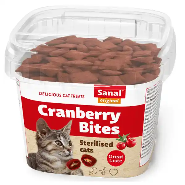 SANAL Cat Cranberry & Chicken Bites 75 g Recompense pentru Pisici Sterilizate cu Merisoare si Pui Suport Tract Urinar Sanatos Bestseller