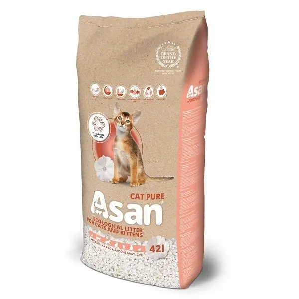 ASAN Cat Pure Asternut Ecologic pentru Litiera Pisicii 42 L Absorbtie Ridicata si Control Mirosuri Biodegradabil si 100% Reciclabil Reducere