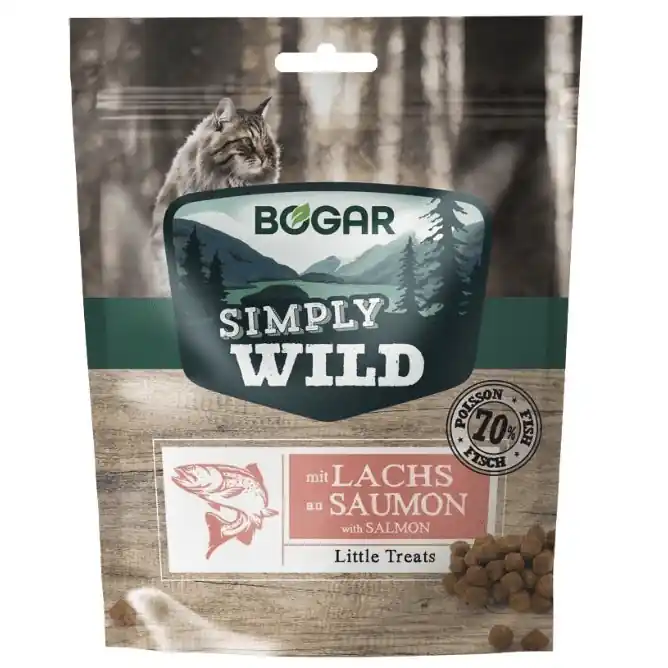 Bestseller BOGAR Simply Wild Little Treats Somon 60 g Recompense Moi pentru Pisici Adulte cu 70% Somon