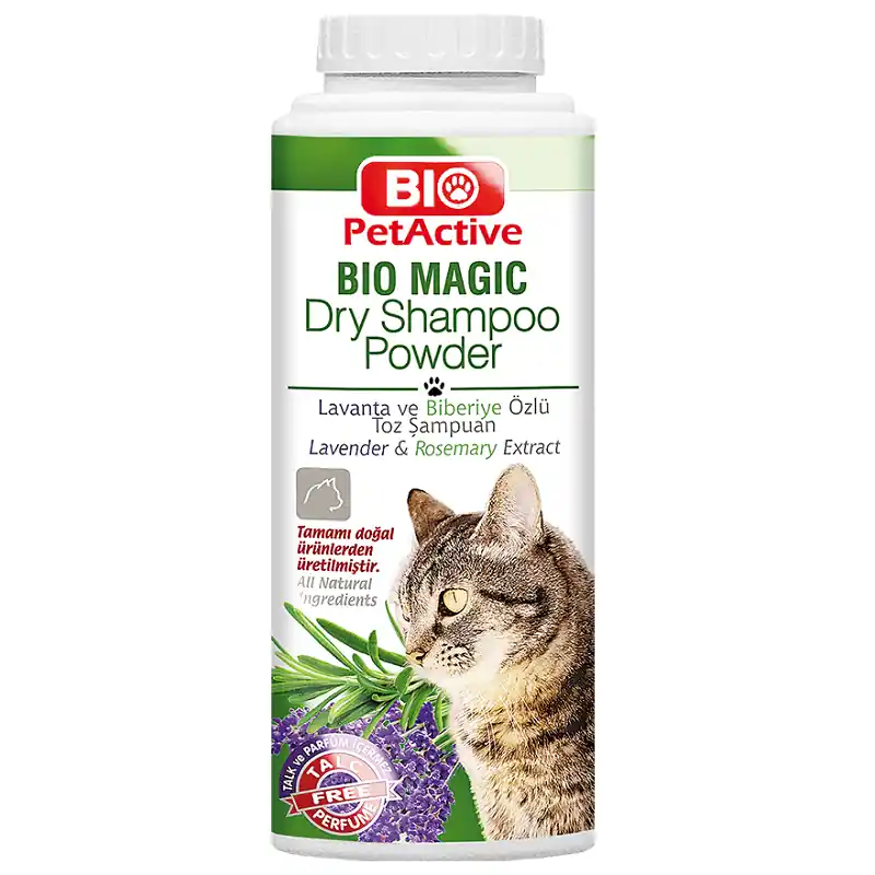 BIO PetActive Bio Magic Dry Shampoo Powder for Cats 150 g Sampon Pudra Uscata pentru Pisici cu Lavanda si Rozmarin Curatare Fara Apa si Neutralizarea Mirosurilor Cel mai vândut