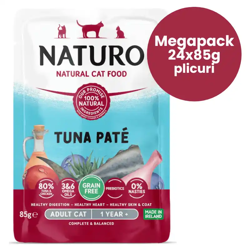 NATURO Adult Cat Grain Free Pate cu Ton si Pui Megapack 24x85 g Hrana Umeda Completa fara Cereale 100% Naturala pentru Pisici Adulte Calitate înaltă