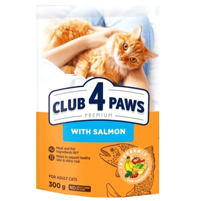 CLUB 4 PAWS Cat Adult cu Somon 300 g Hrana Uscata Premium pentru Pisici Adulte Chilipir