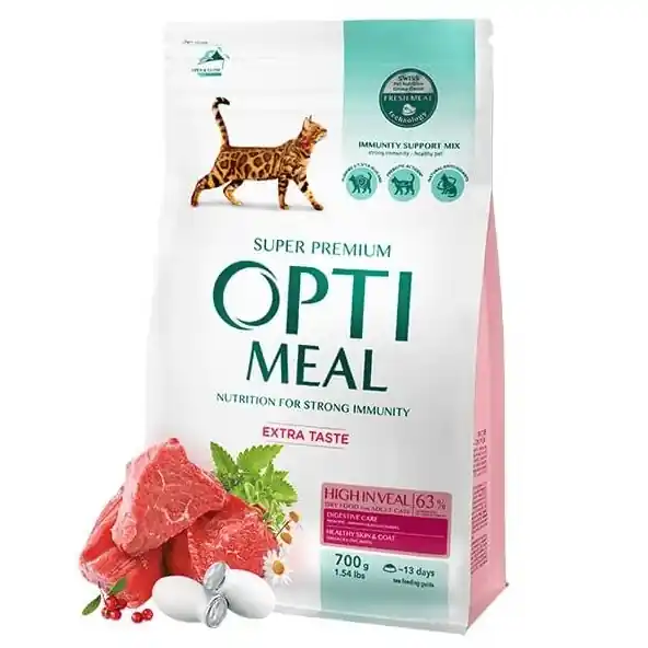 OPTIMEAL Cat cu Vitel 700 g Hrana Uscata Super-Premium pentru Pisici Adulte Ofertă de sezon