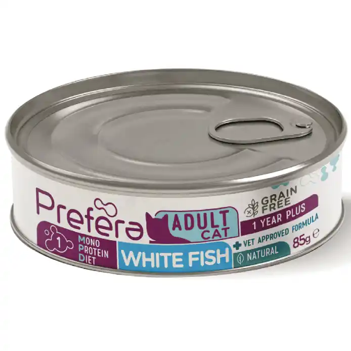 PREFERA Monoprotein Diet Adult cu Peste Alb 85 g Hrana Umeda Monoproteica Fara Cereale Pentru Pisici Cel mai bun preț