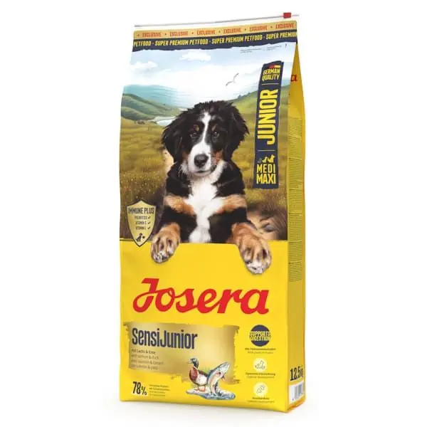 JOSERA Medi / Maxi Sensi Junior cu Rață și Somon, 12.5 kg Hrană Uscata Super Premium pentru Creșterea Sănătoasă a Câinilor Tineri Activi, de Talie Medie și Mare Doar azi