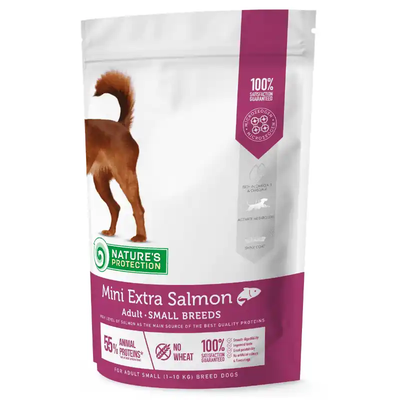 NATURE‘S PROTECTION Mini Extra Salmon 2 kg Hrană Uscată pentru Câini Adulți de Talie Mică Chilipir