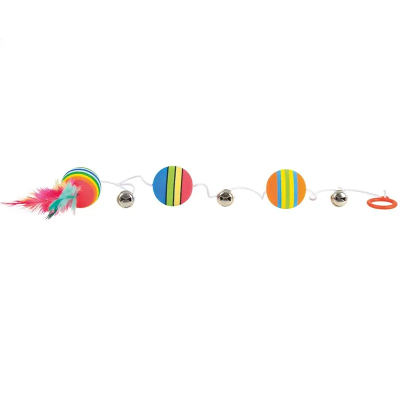 Ultima șansă Jucarie Pentru Pisici cu 3 Mingi si Clopotei pe Banda Elastica, 80cm