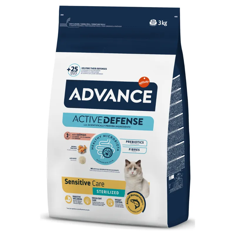 ADVANCE Sensitive Adult, cu Somon, Hrana Uscata Pisici, Digestie Optima Piele Sanatoasa Blana Stralucitoare, 3kg Ieftin