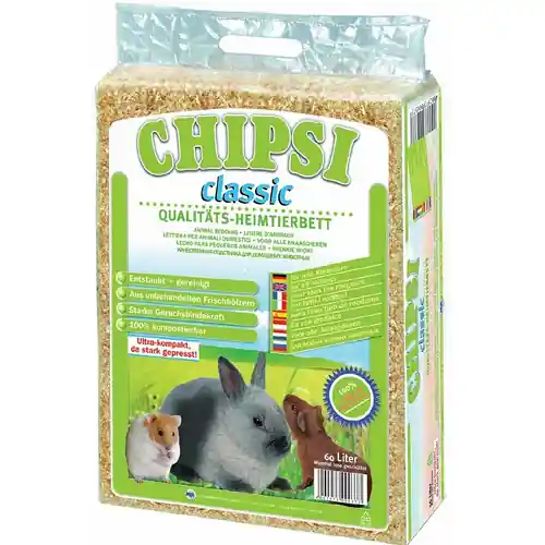 Ultima șansă CHIPSI Classic Rumegus, Asternut Igienic Pentru Cusca Rozatoarelor 60L 3.2kg