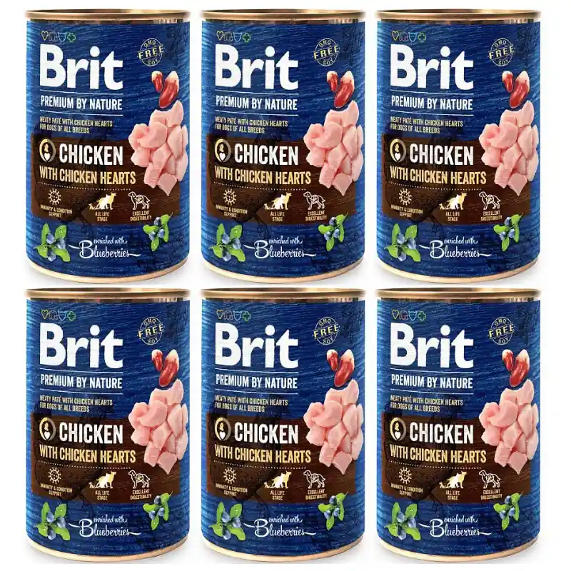 BRIT PREMIUM By Nature, Pui si Inimi de Pui, Set Conserve Hrana Umeda Caine (pate) 6x400g Bestseller