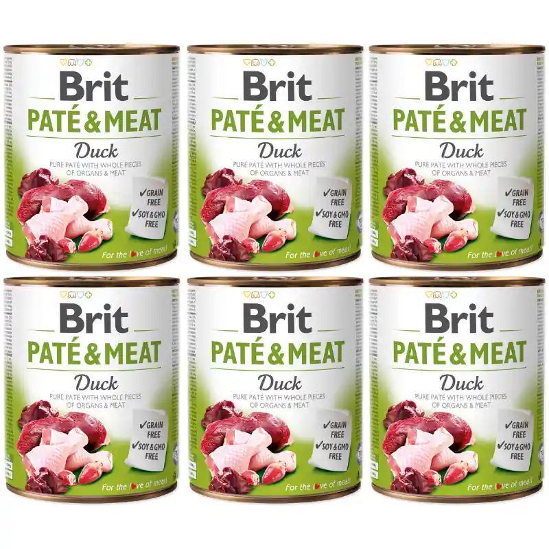 Vezi acum BRIT PATE & MEAT Rata, Bax Conserva Hrana Umeda Caine (bucati carne in pateu) 6x800g