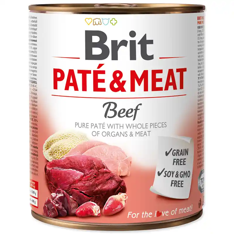 Reducere de preț BRIT PATE & MEAT Vita, Conserva Hrana Umeda Caine (bucati carne in pateu) 800g