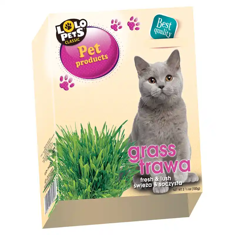 Reduceri LOLO Iarba Bio cu Tavita, Pentru Pisici, 180g