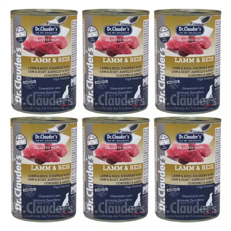 Reducere de preț Pachet Conserve Caini DR. CLAUDER‘S Selected Meat Miel si Orez 6x800g
