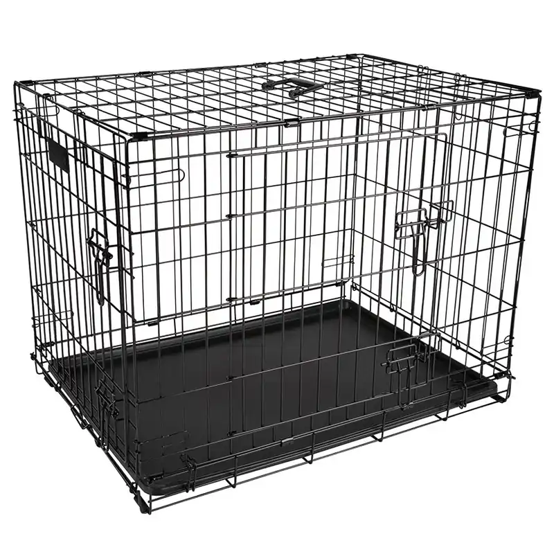 Doar azi DISTRICT 70 Cusca Metalica Pliabila Pentru Caini, 2 Usi Acces, Marime L, 92x63x68cm