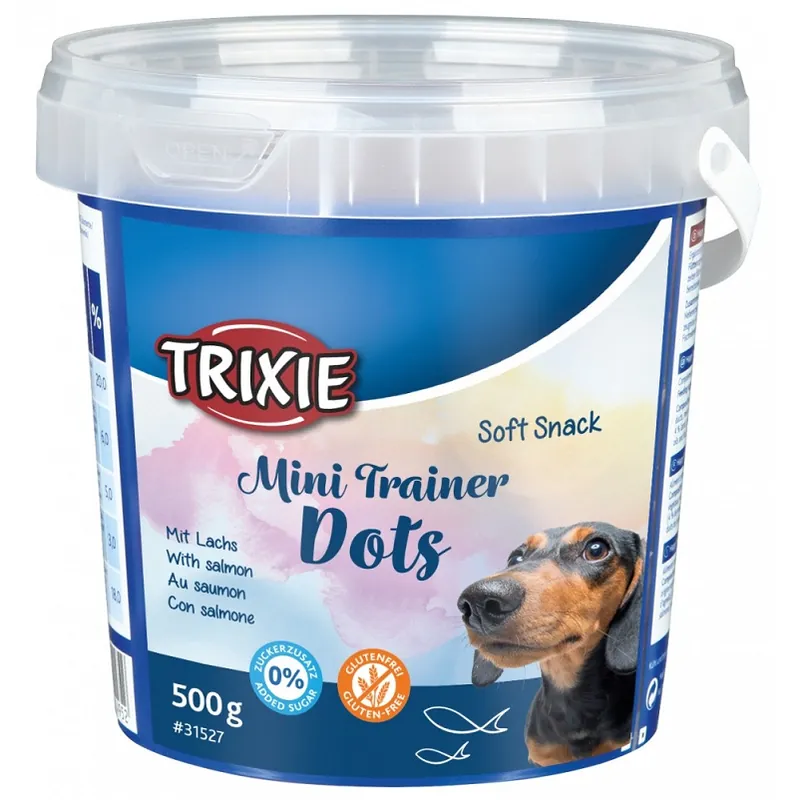 Ieftin Recompense Pentru Caini, Soft Snack MINI TRAINER DOTS, cu Somon 500g
