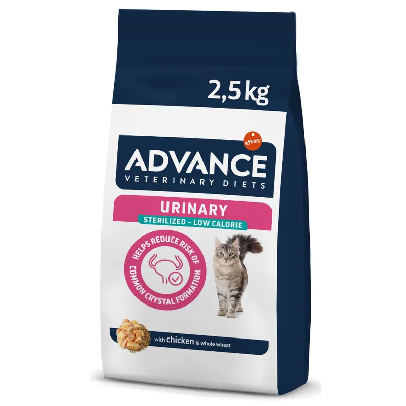 ADVANCE Veterinary Diets URINARY Sterilized, Low Calorie, Hrana Uscata Pisici Sterilizate, Afectiuni Urinare 2.5kg Disponibil imediat
