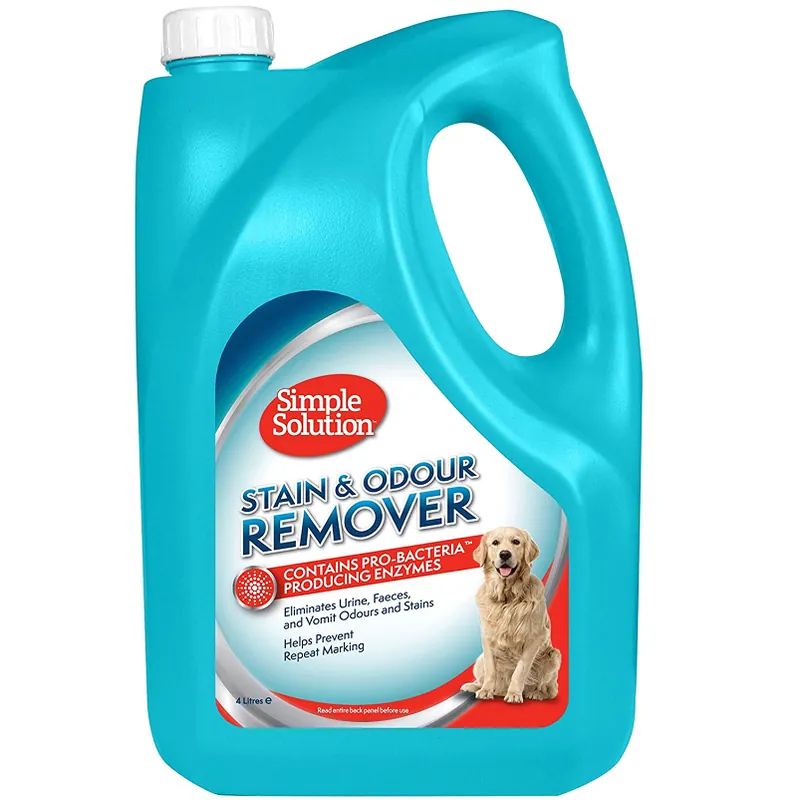 SIMPLE SOLUTION Stain & Odor Remover, Solutie Indepartat Pete si Mirosuri Caine 4Litri Ofertă exclusivă