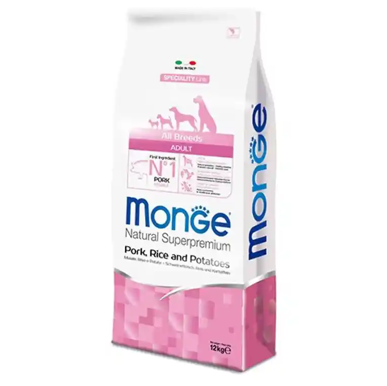 MONGE NATURAL Adult All Breeds, Porc, Hrana Uscata Monoproteica Caine, 12kg Preț redus