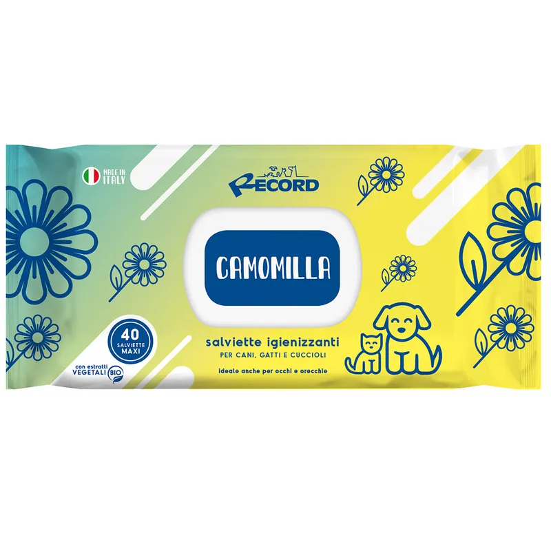 RECORD Servetele Umede Antibacteriene, cu Extracte Organice Vegetale, Musetel, Pentru Caini si Pisici, 40Buc Cumpărături sigure