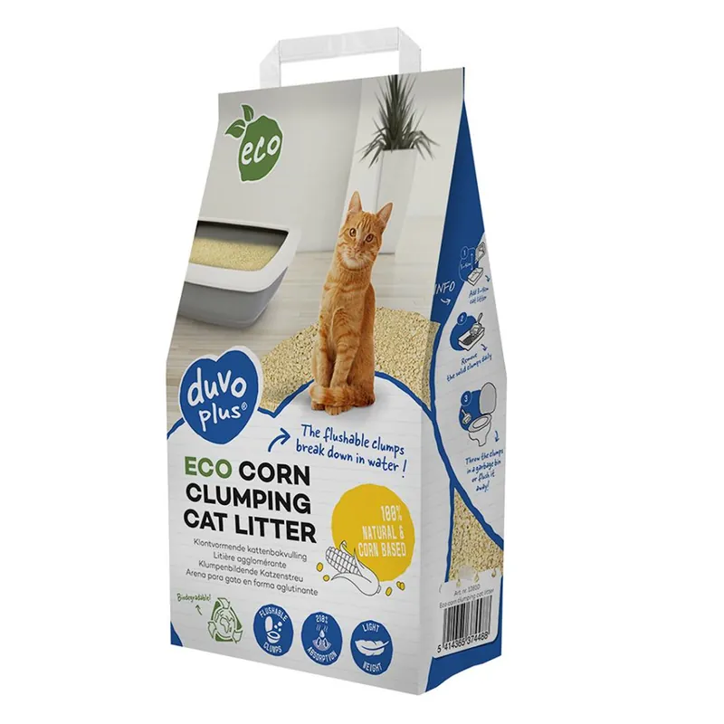 Premium DUVO Plus Eco Corn Clumping Cat Litter, Asternut Igienic Ecologic Litiera Pisici, 3.5kg