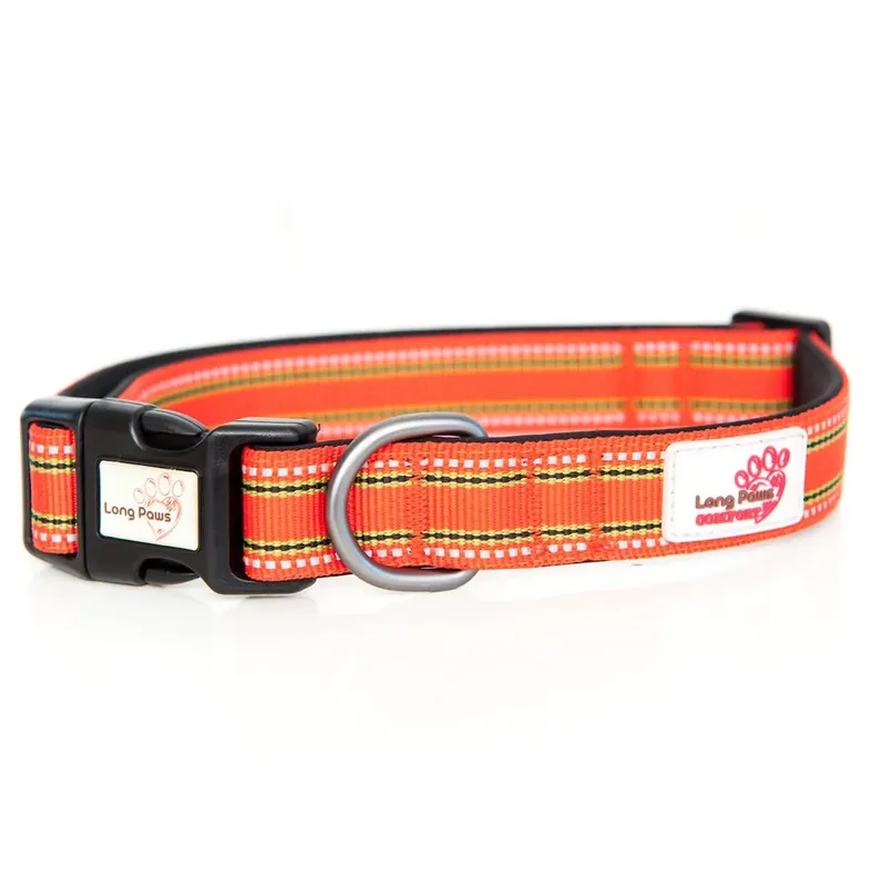 Retur ușor LONG PAWS Comfort Collection, Zgarda Pentru Caini, Silon Rosu, Marime XL 60-89cm