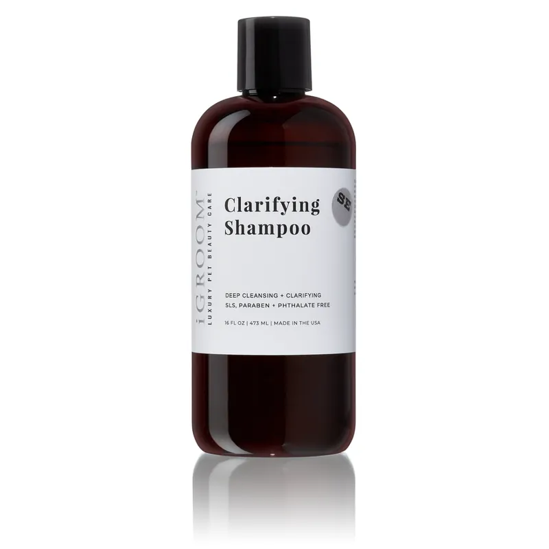 Lichidare de stoc iGROOM Clarifying, Sampon Profesional Concentrat 1 16, Curatare Profunda Blana Piele la Caini si Pisici, 473ml