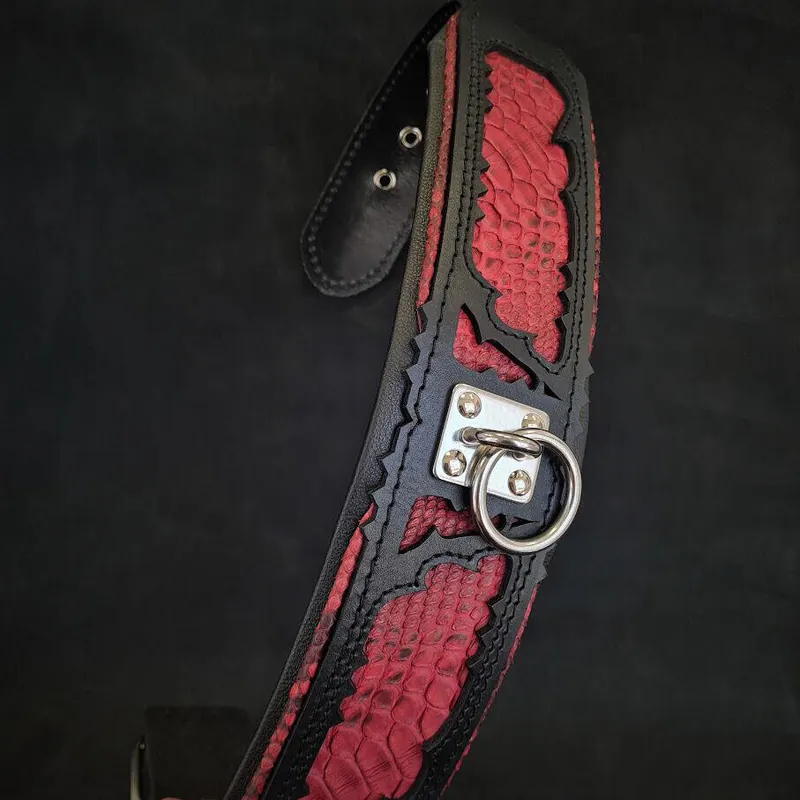 Cel mai bun preț BESTIA DOG GEAR Red Dragon, Zgarda Piele Pentru Caini, Marime XL 57.5-67.5cm
