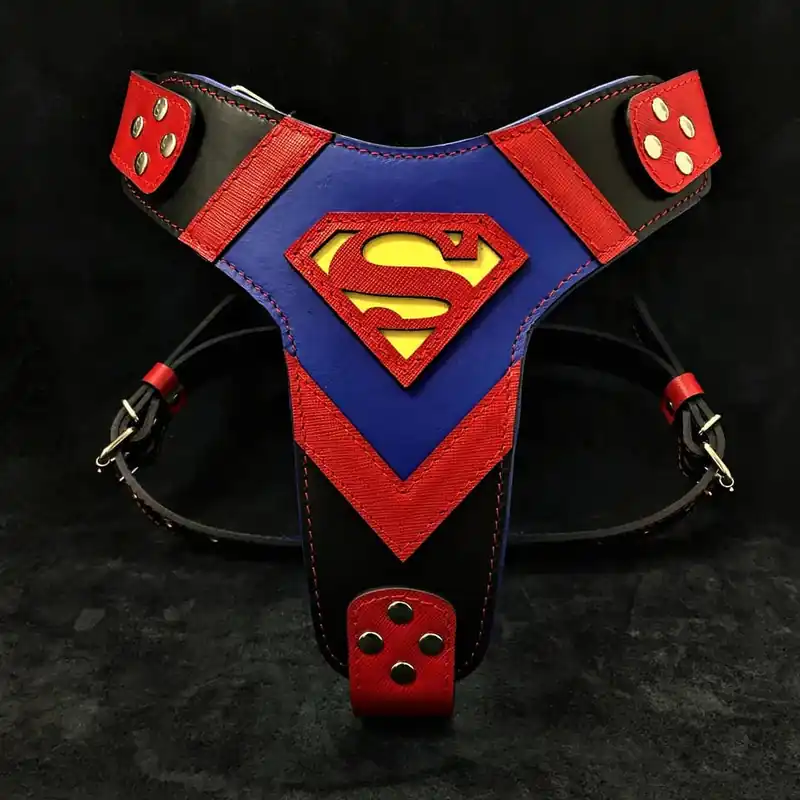 Ultima șansă BESTIA DOG GEAR "Superman", Ham din Piele Pentru Caini, Marime L 60-115cm