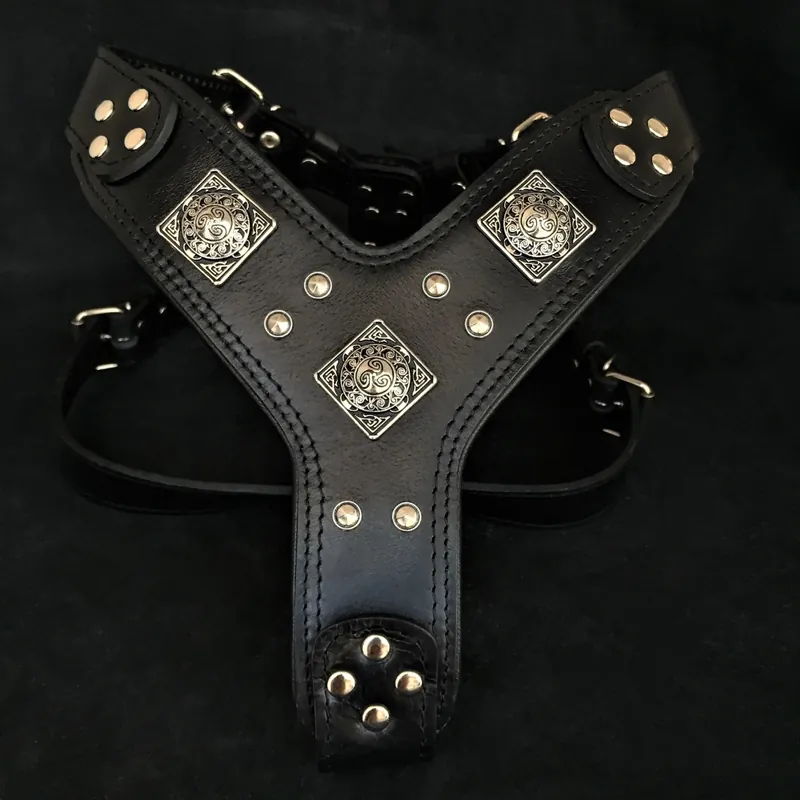 BESTIA DOG GEAR "Eros" Negru, Ham din Piele Pentru Caini, Marime L/XL 60-115cm Chilipir