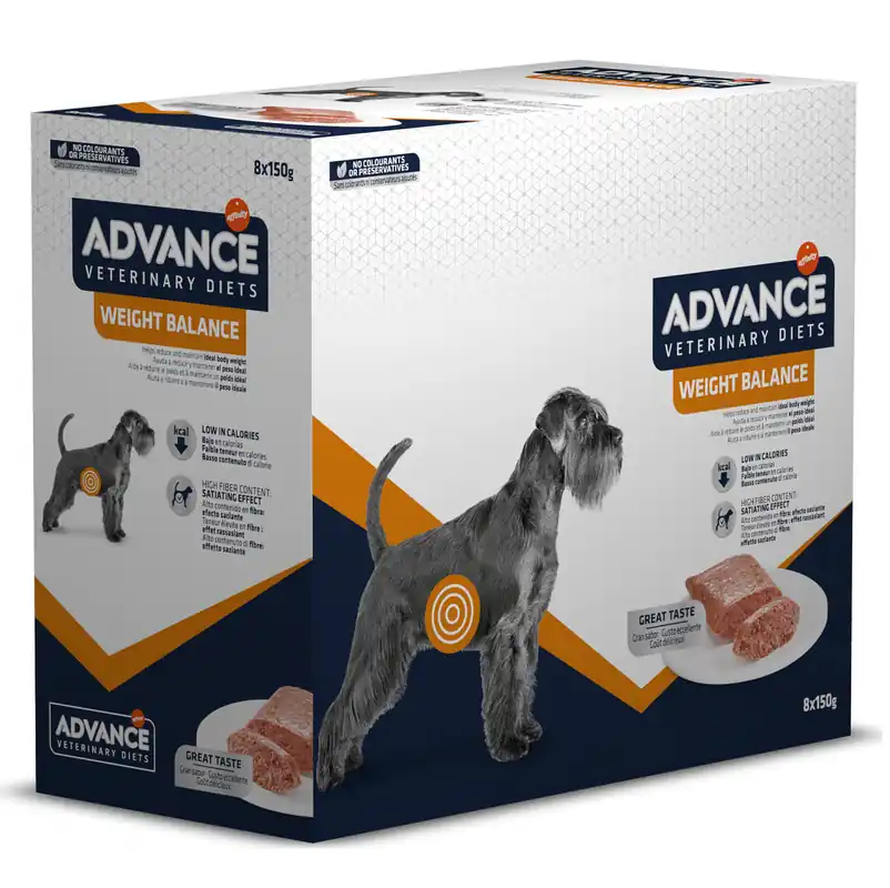 ADVANCE Veterinary Diets Dog Weight Balance, Bax Plicuri Hrana Umeda Pentru Caini Obezi sau Supraponderali 8x150g Cel mai bun preț